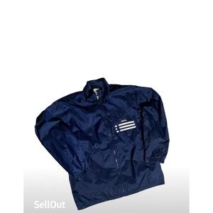 Vintage Adidas Navy Windbreaker Jacket M Trefoil‎ Logo Y2K
